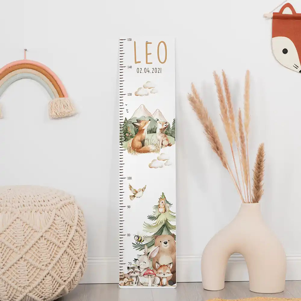 Messlatte Kinder Holz & Aluverbund - Tierfamilie