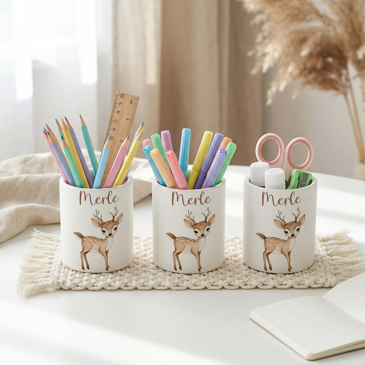 Personalisierter Stiftehalter Rehkitz Bambi â Keramik mit Wunschname
