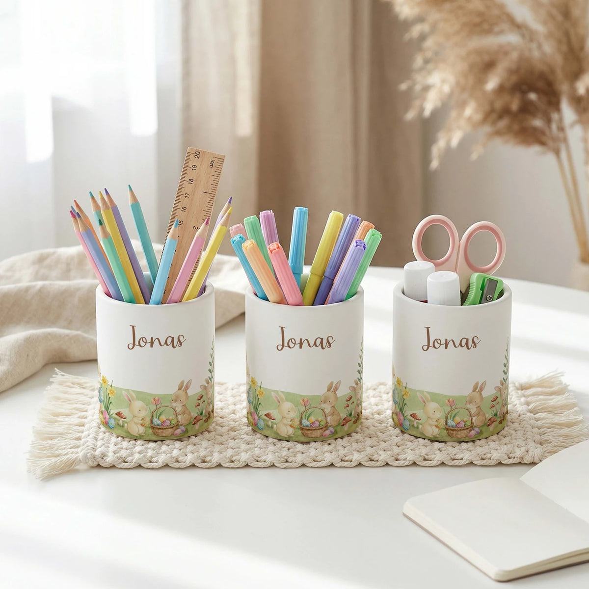 Personalisierter Stiftehalter Ostern Hasen â Keramik mit Wunschname