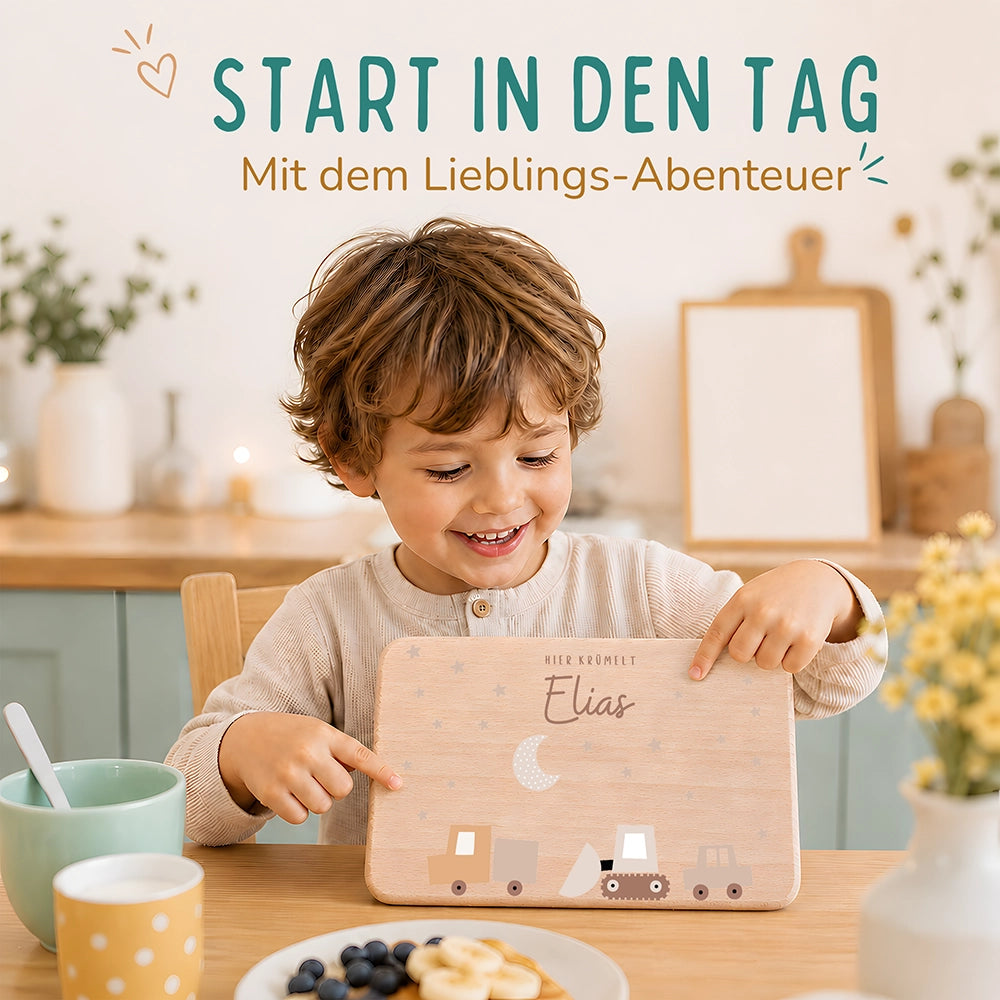 Frühstücksbrettchen Holz Baustelle