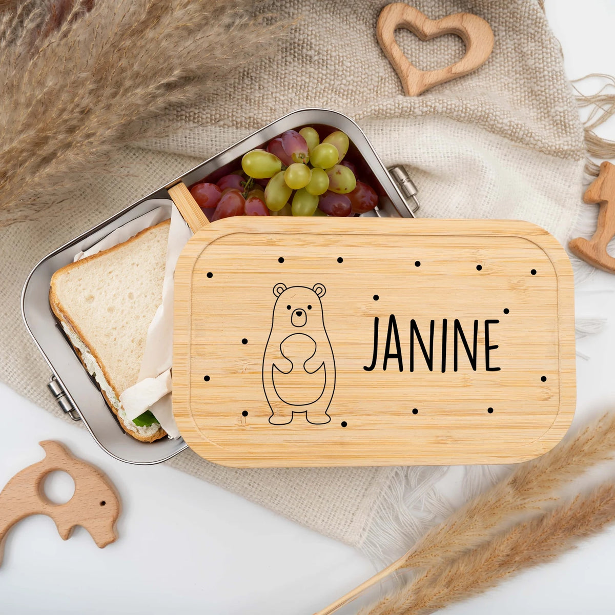 Brotdose Kinder personalisiert - Fröhlicher Bär