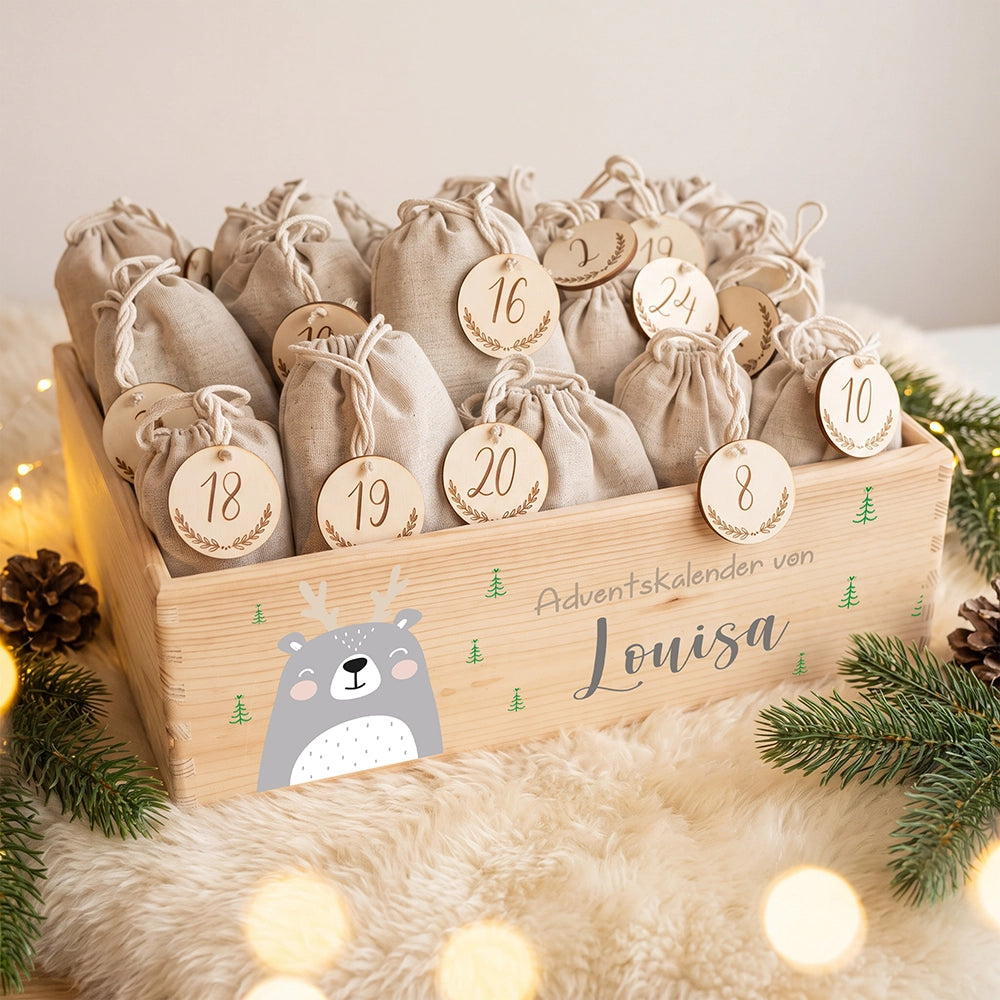 Personalisierter Adventskalender zum BefĂĽllen - Rentier Boho