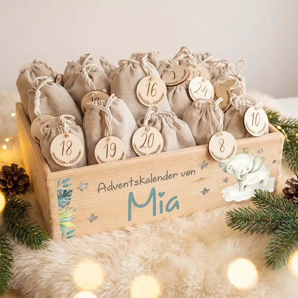 Personalisierter Adventskalender zum Befüllen - Elefant