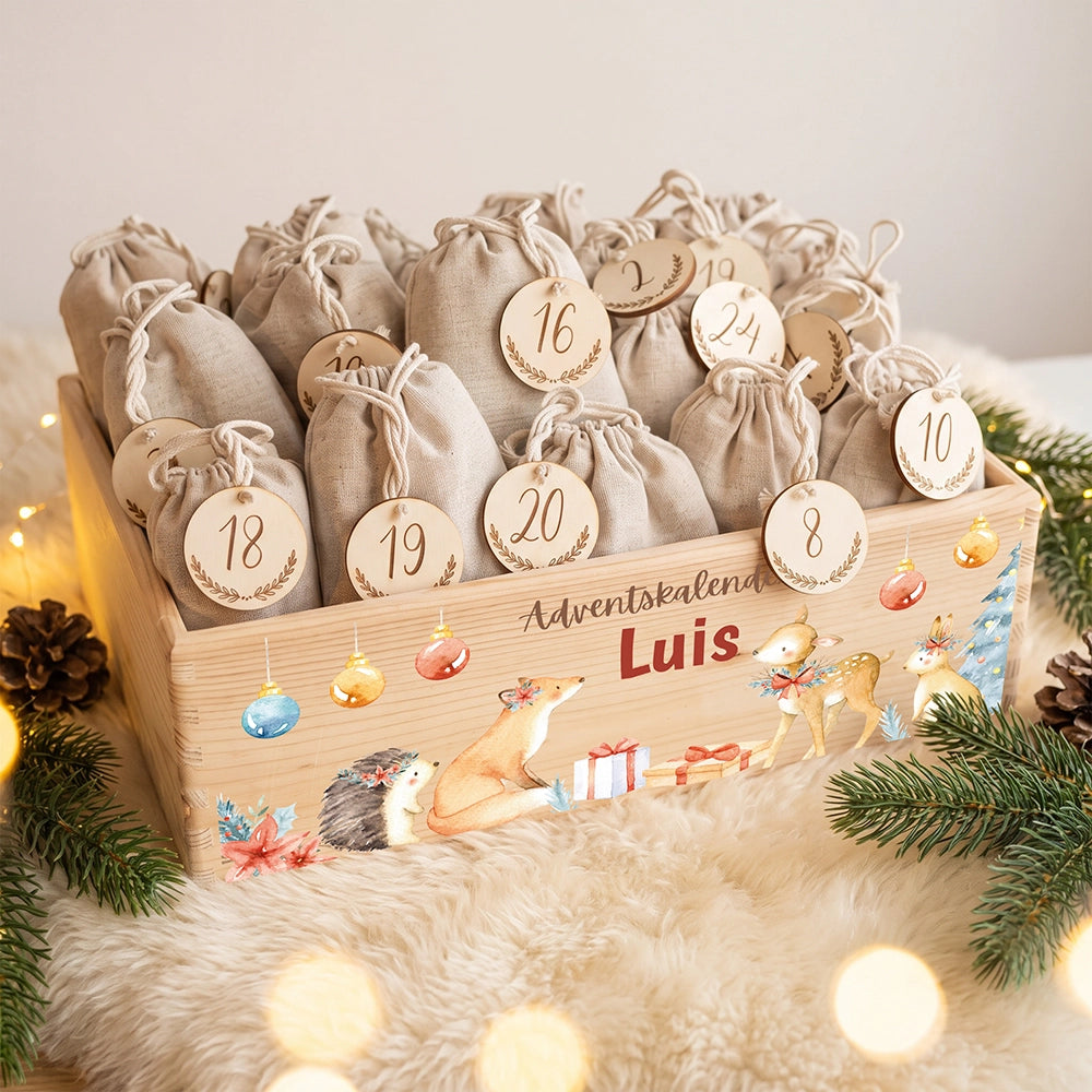 Personalisierter Adventskalender zum BefĂĽllen - Fuchs und Reh