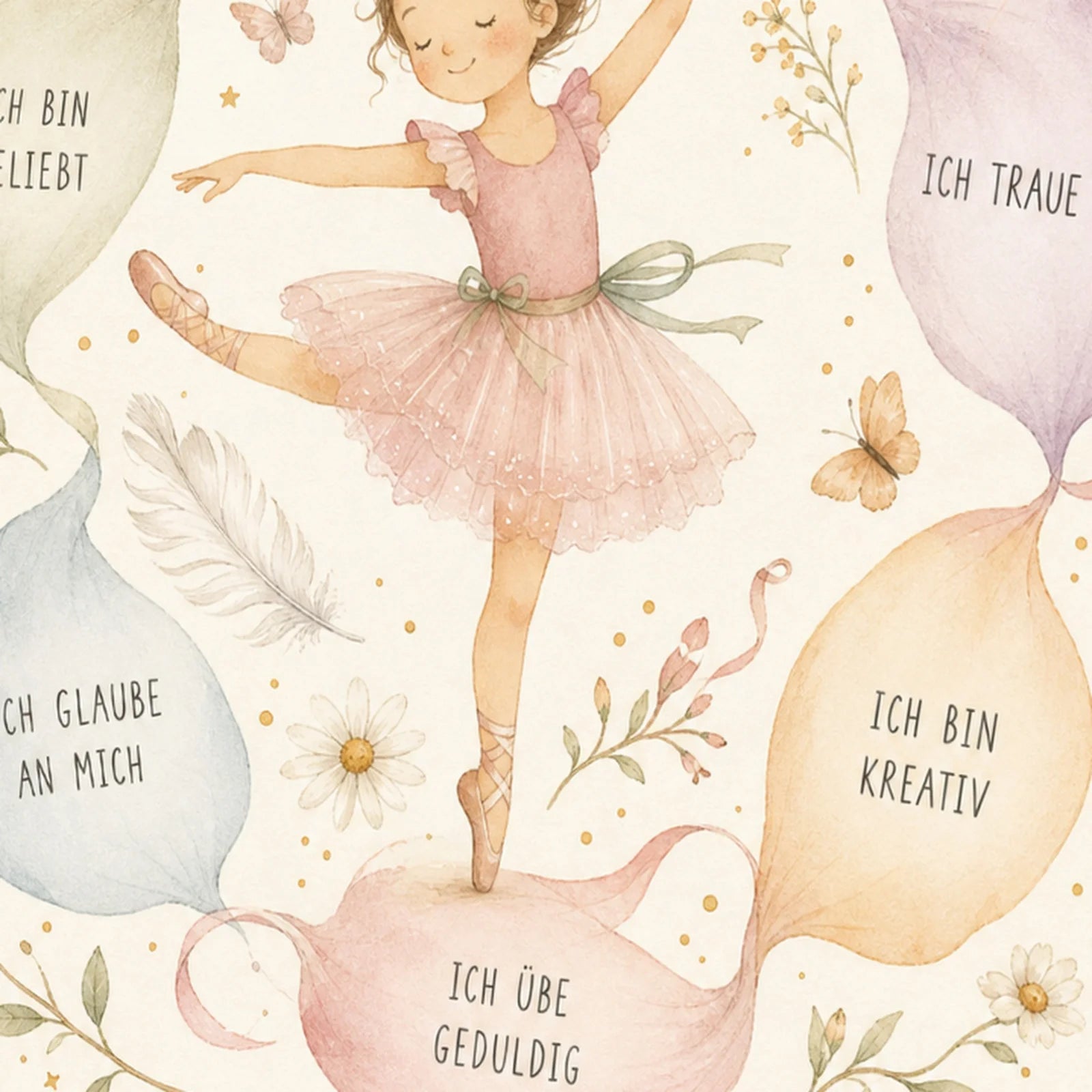 Affirmationsposter Kinderzimmer Tanzende StÀrken, als Wandbild im Format 30 x 40 cm