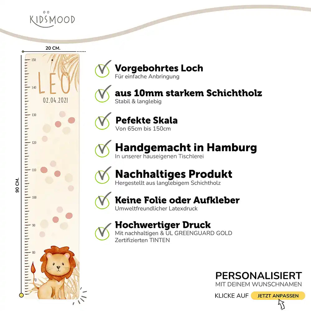 Messlatte Kinder Holz & Aluverbund - Löwe