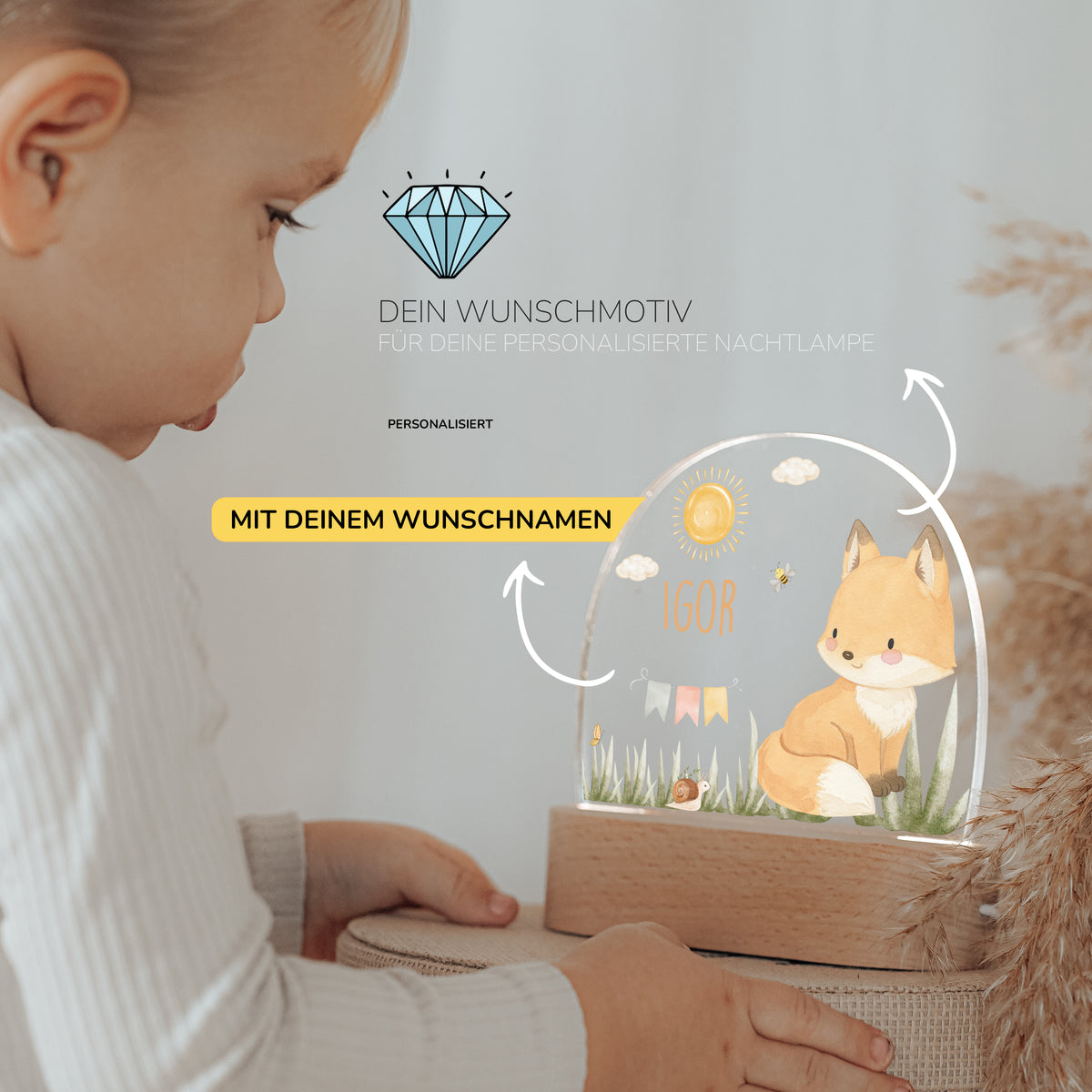 Nachtlicht Kinder personalisiert - Baby Fuchs