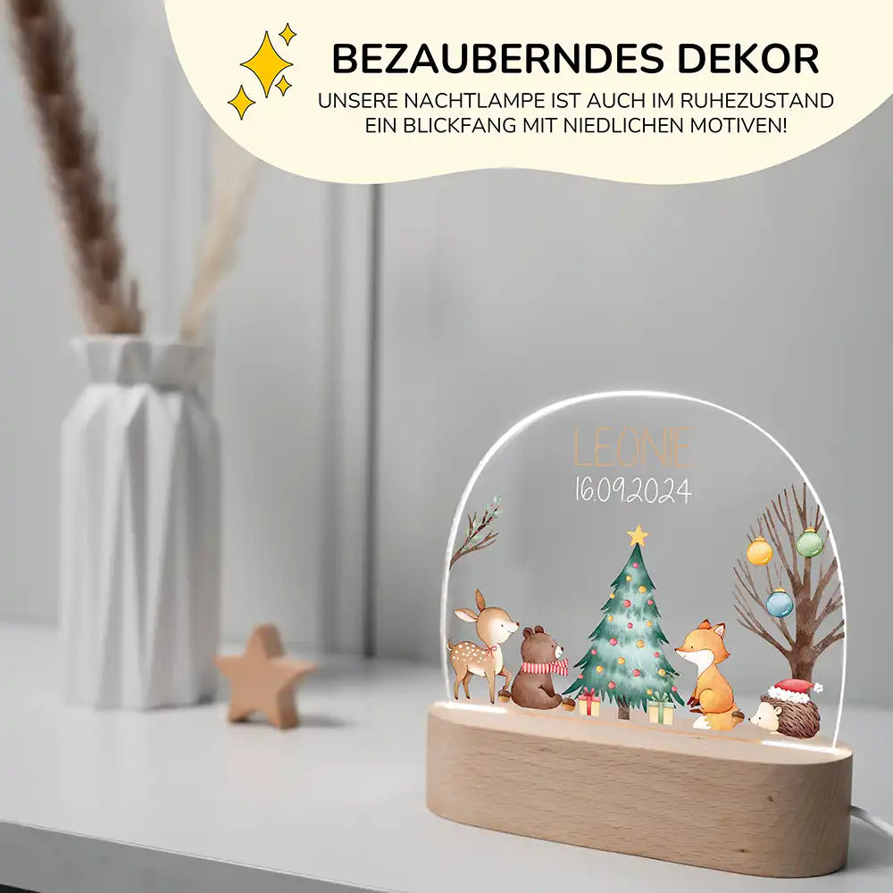 Nachtlicht Kinder personalisiert Weihnachten - Fuchs am Weihnachtbaum
