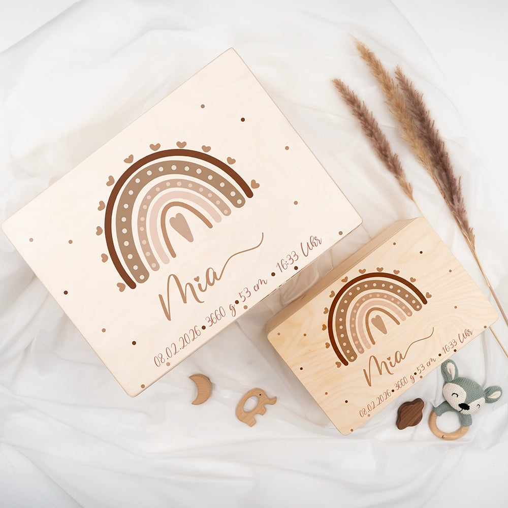 Erinnerungsbox Baby - Regenbogen Herz
