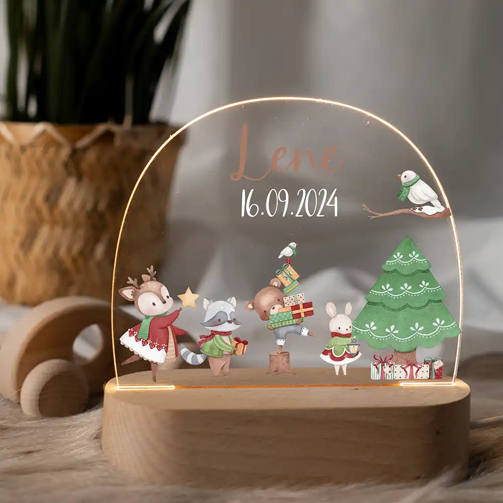 Nachtlicht Kinder personalisiert Weihnachten - Tanzende Tierfreunde