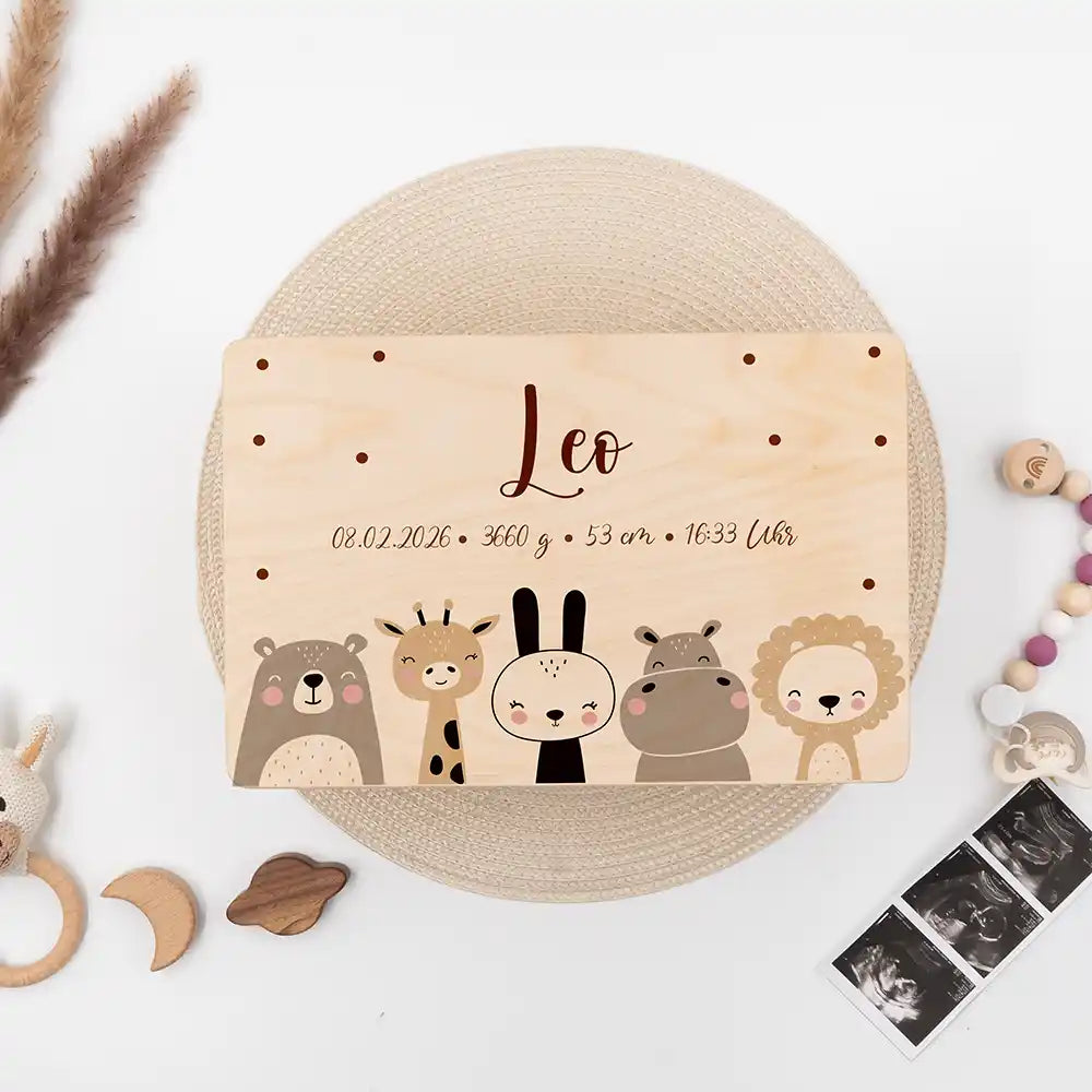 Erinnerungsbox Baby - Zauberhafte Tierfamilie