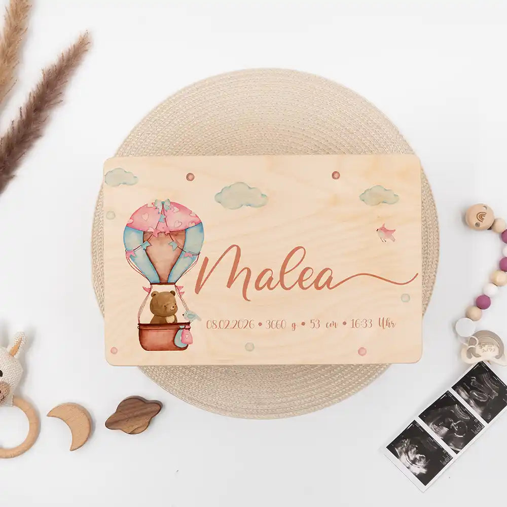 Erinnerungsbox Baby - Ballon Boho Bär