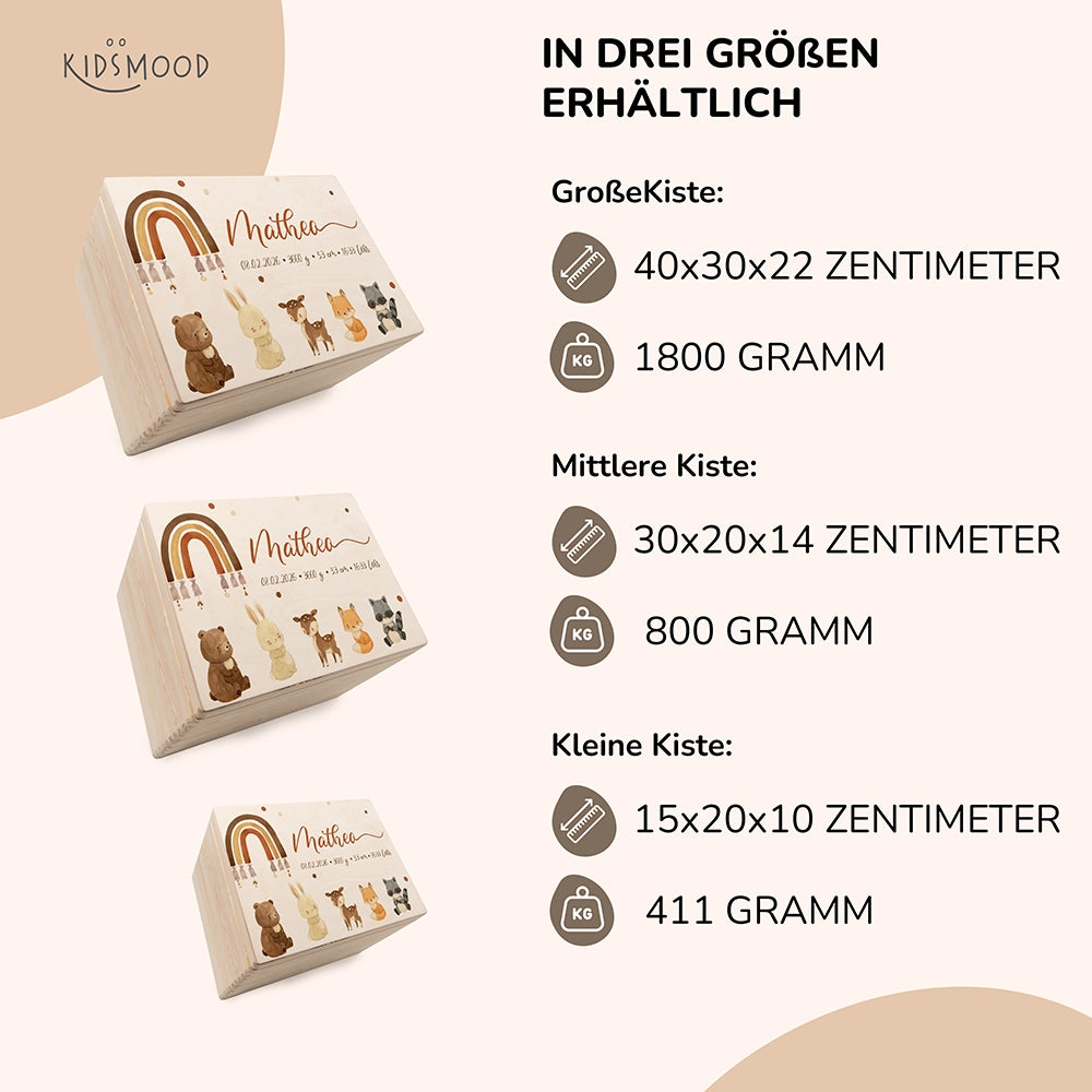 Erinnerungsbox Baby - Tierfamilie Boho