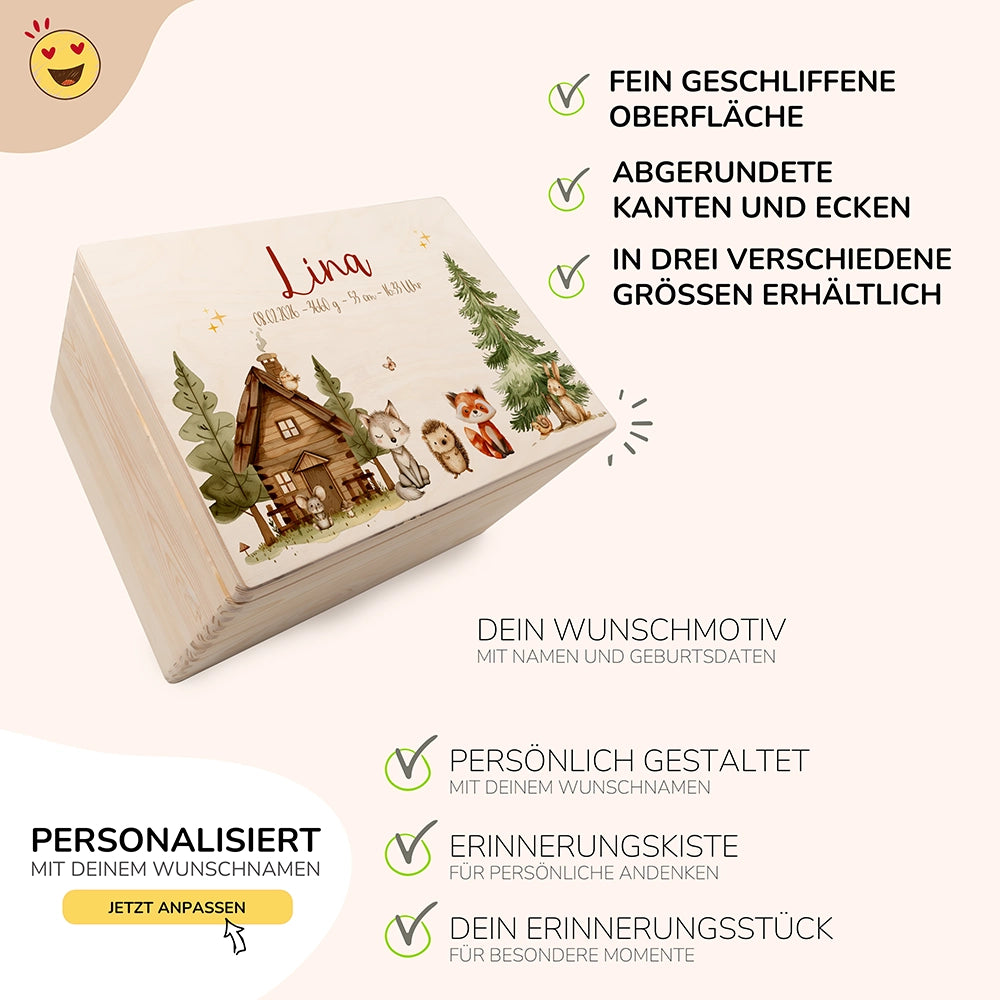 Personalisierte Erinnerungskiste Waldtiere