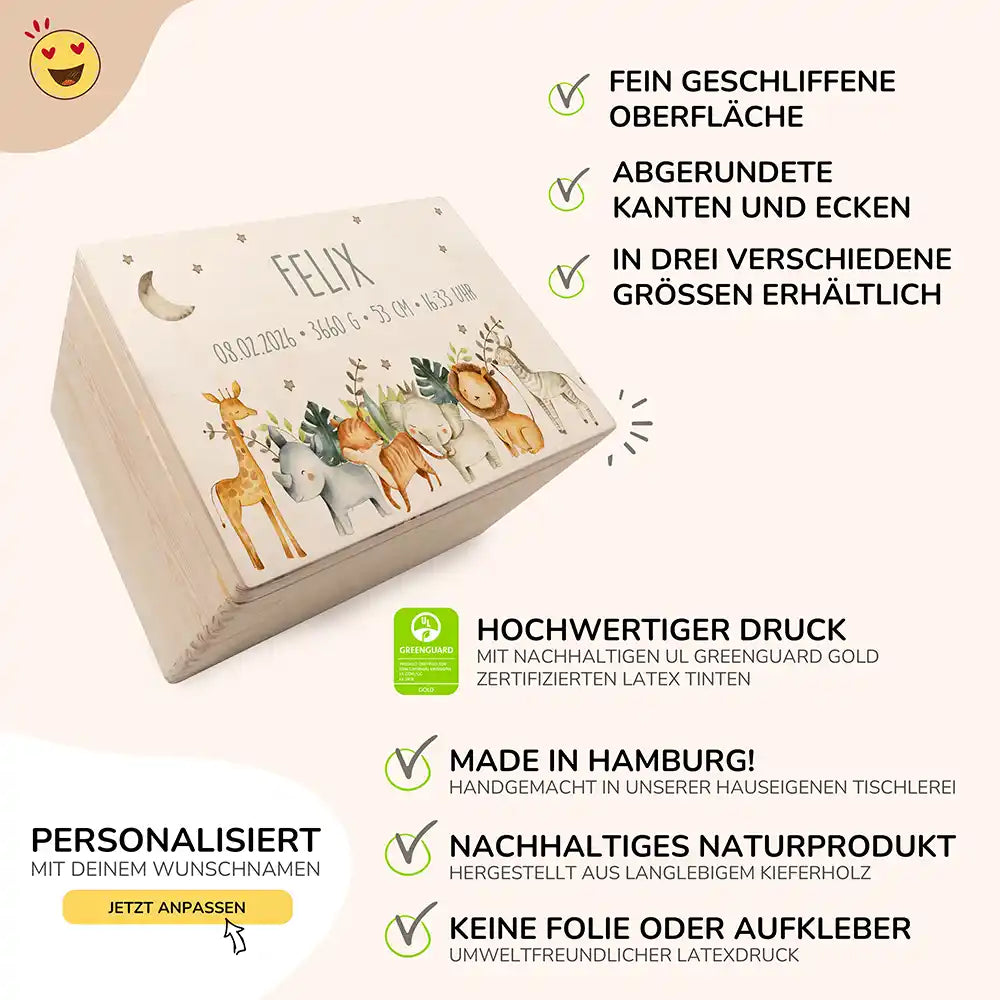 Erinnerungsbox Baby - Jungle Tiere