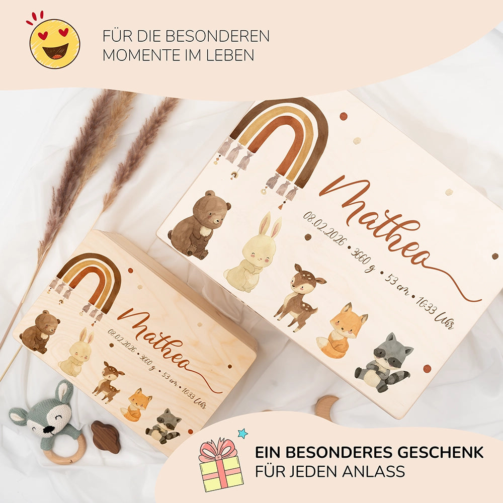Erinnerungsbox Baby - Tierfamilie Boho