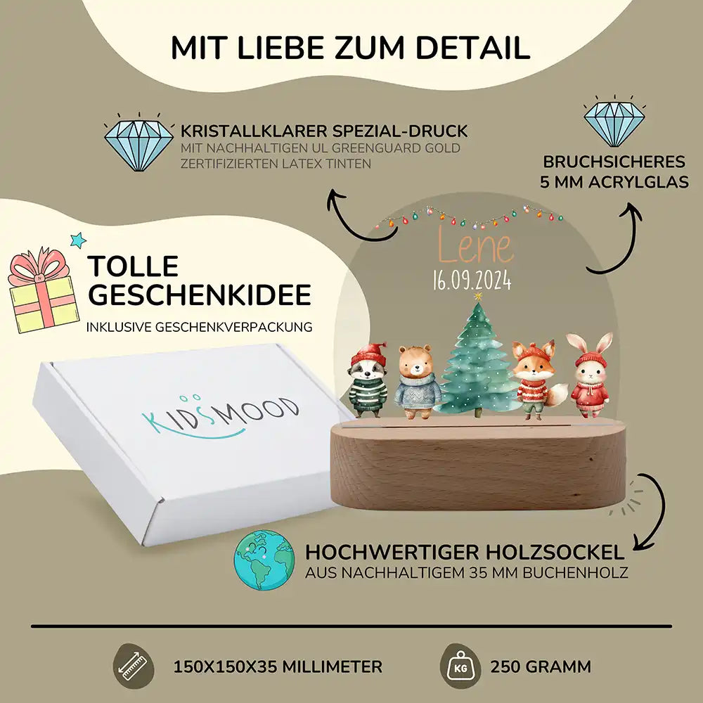 Nachtlicht Kinder personalisiert Weihnachten - Kleine Entdecker
