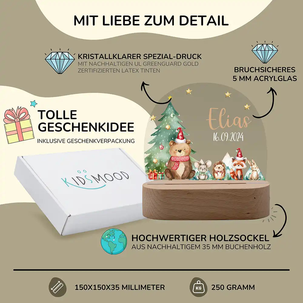 Nachtlicht Kinder personalisiert Weihnachten - Weihnachtsbär