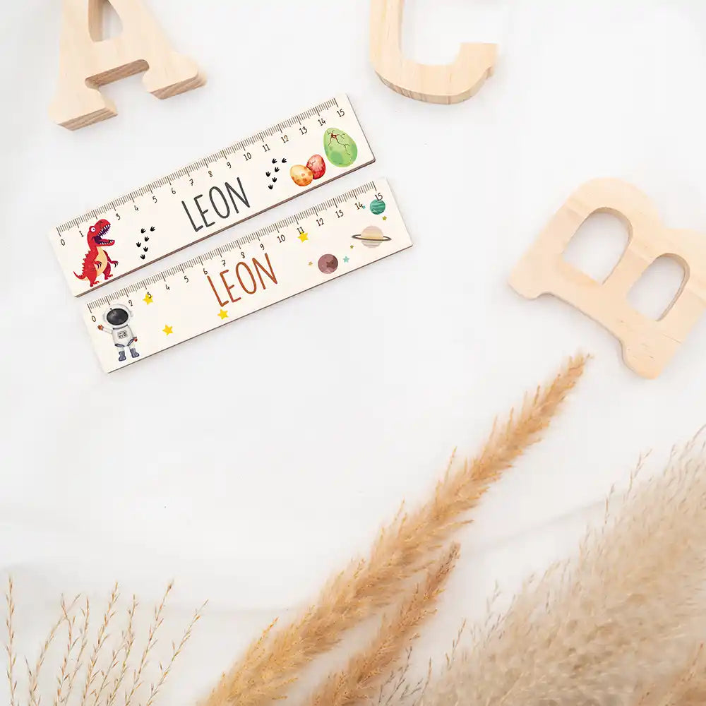 Holzlineal personalisiert - Dinosaurier
