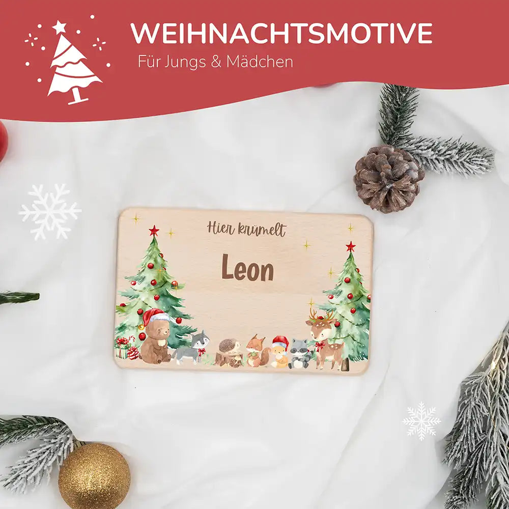 Frühstücksbrettchen Weihnachten - Niedliche Waldtiere