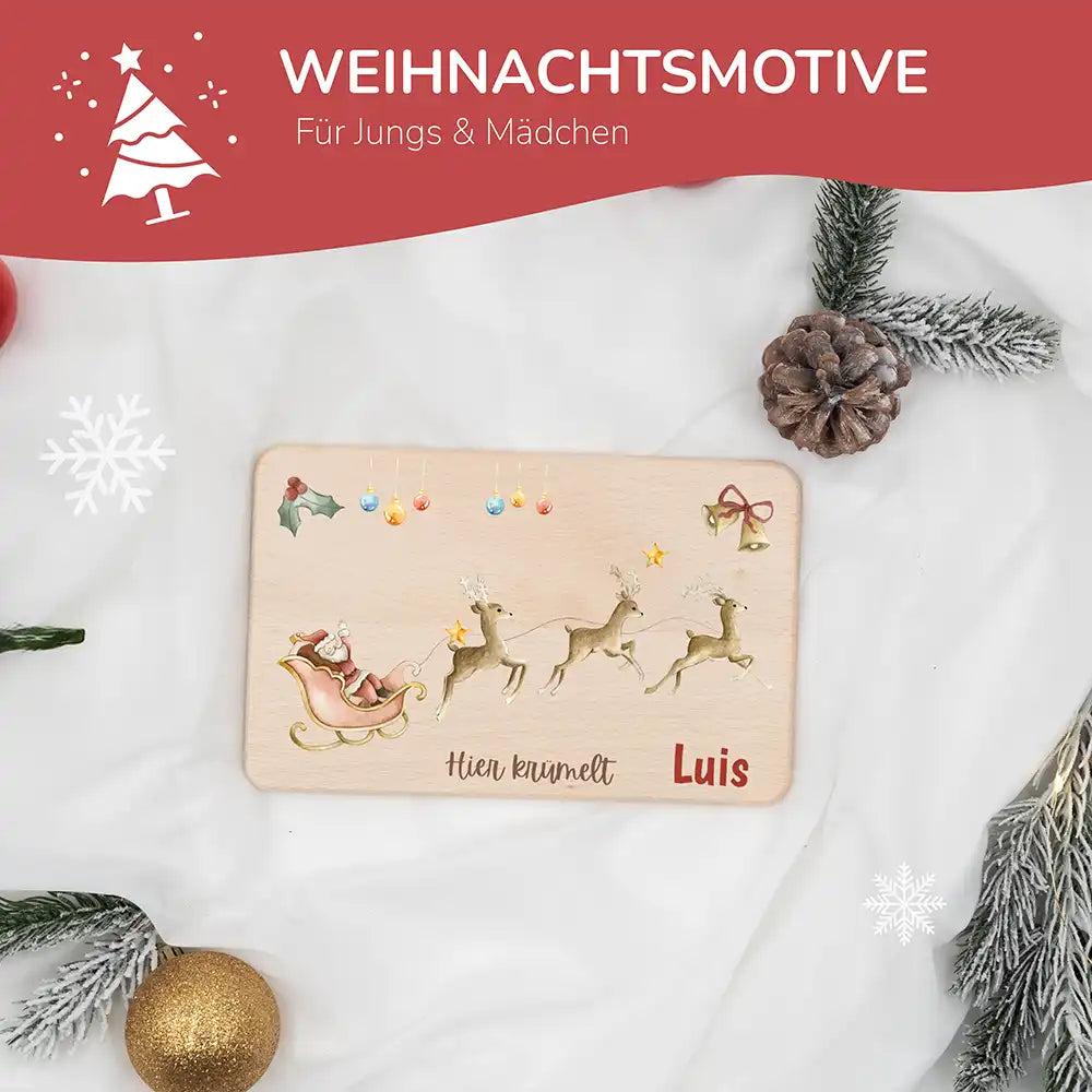 Frühstücksbrettchen Weihnachten - Rentier Schlitten