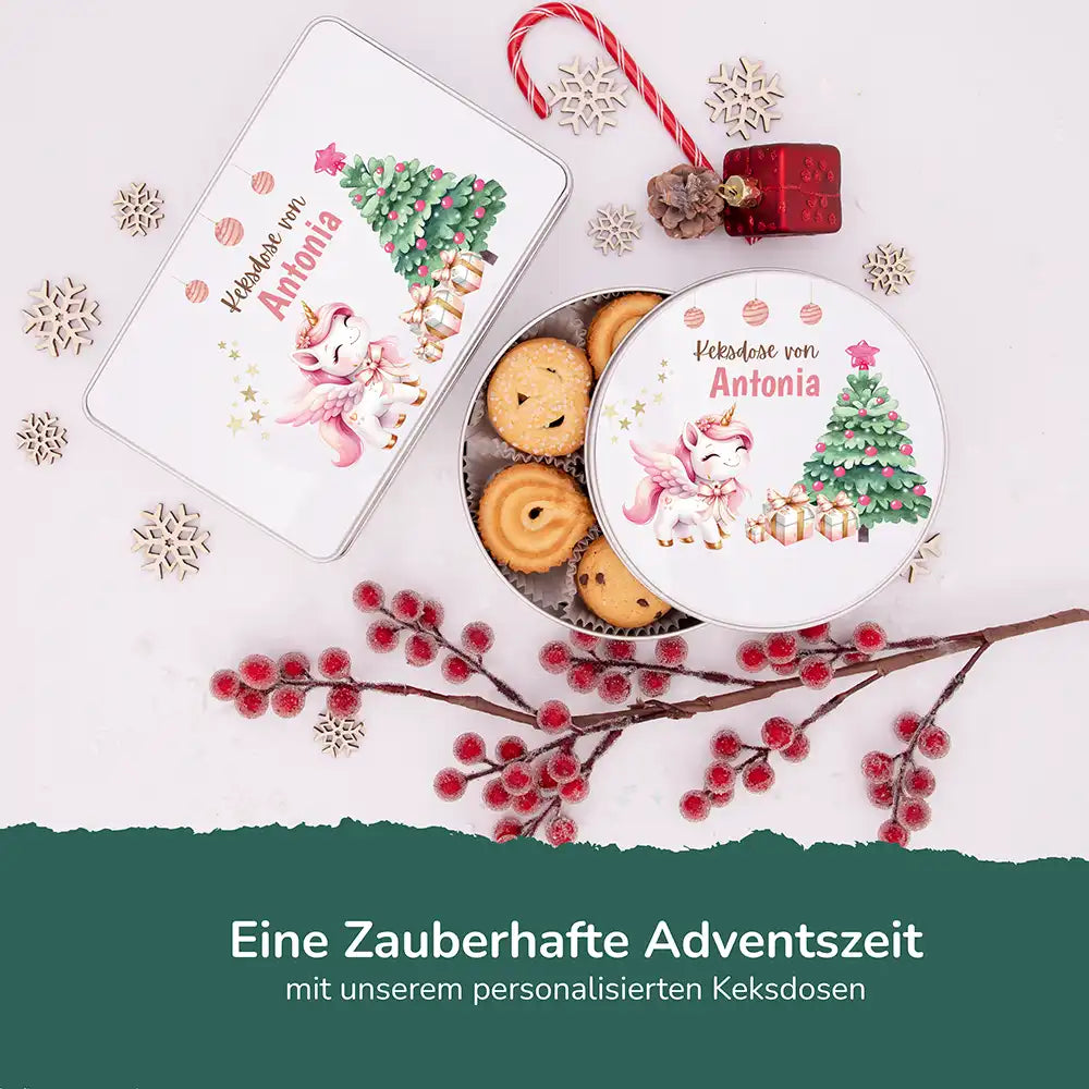 Keksdose aus Metal personalisiert - Einhorn