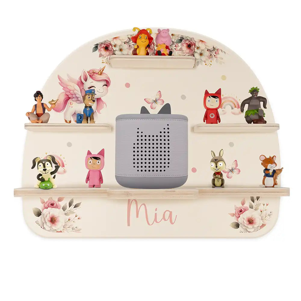 Tonie Regal aus Holz, Toniebox Regal personalisiert Einhorn