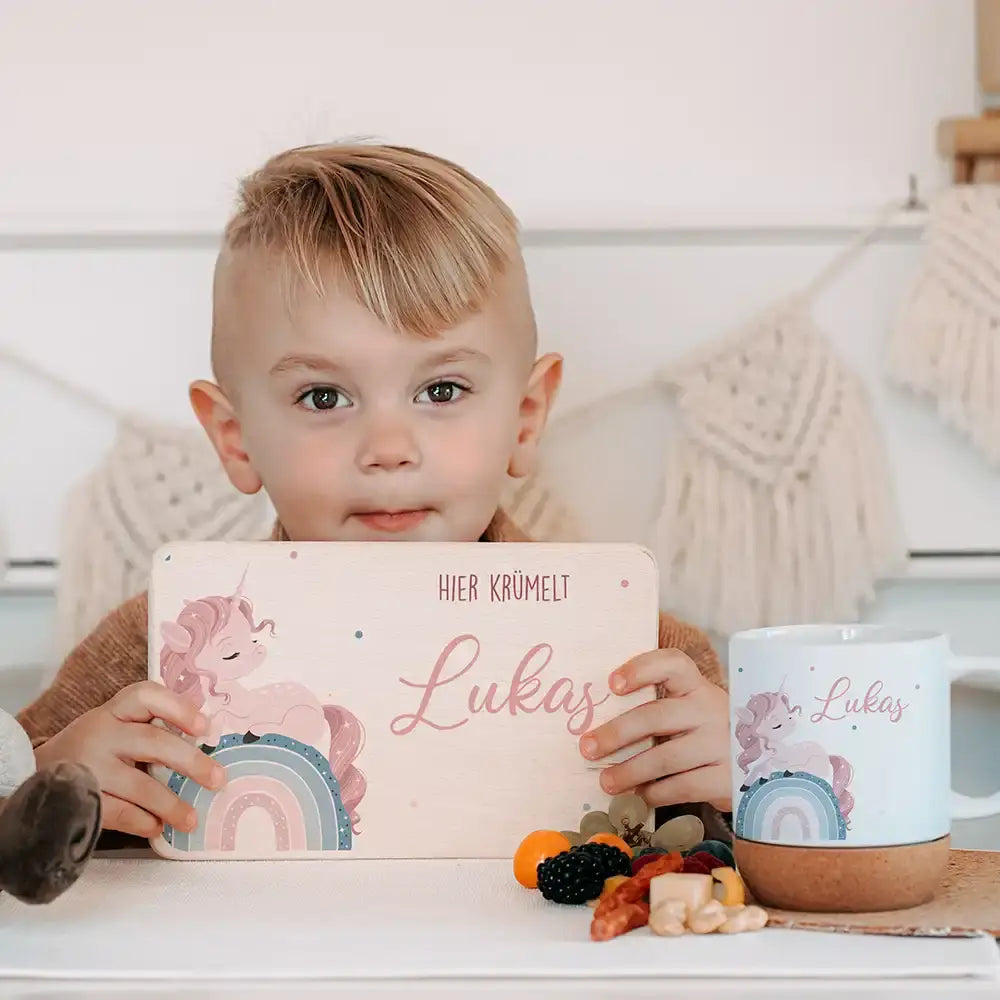 Kleinkind Frühstück-Starterset: Frühstücksbrettchen mit Tasse
