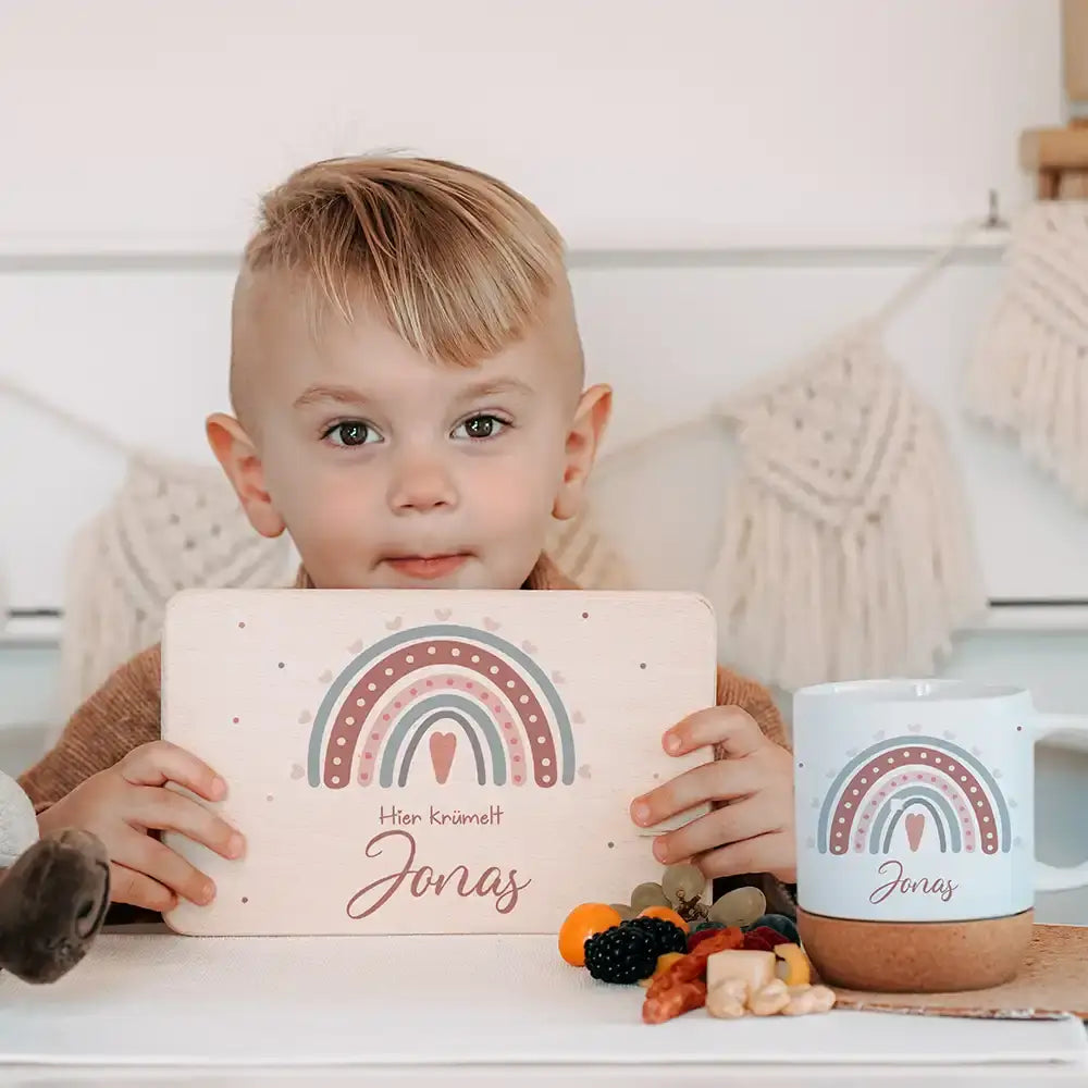 Kleinkind Frühstück-Starterset: Frühstücksbrettchen mit Tasse