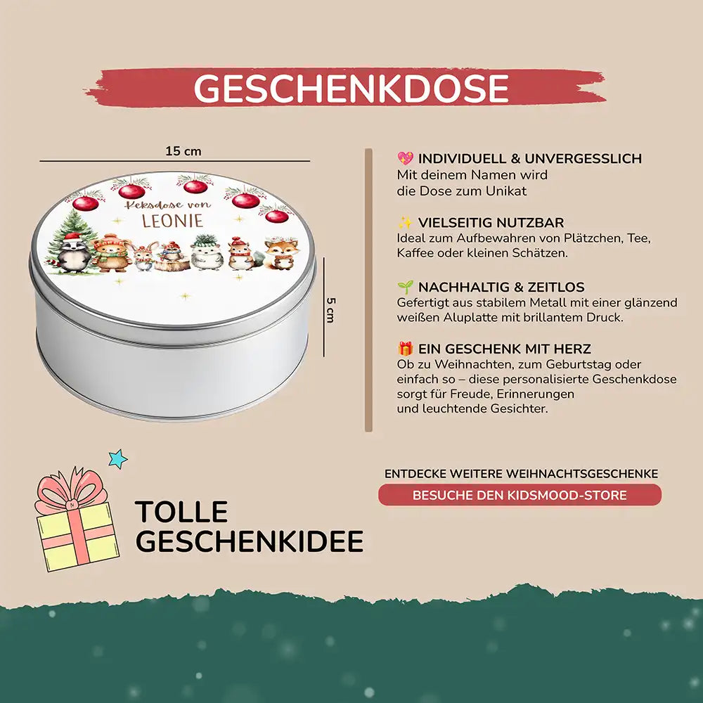 Keksdose aus Metal personalisiert - Schneeflöckchen