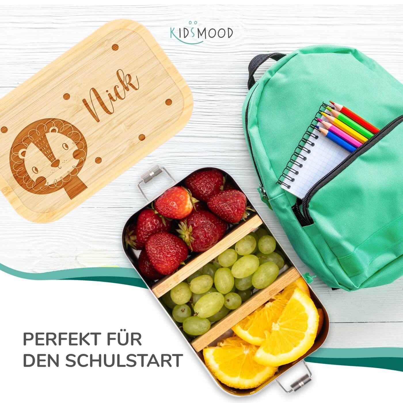 engraved lunchbox with lion head and custom name