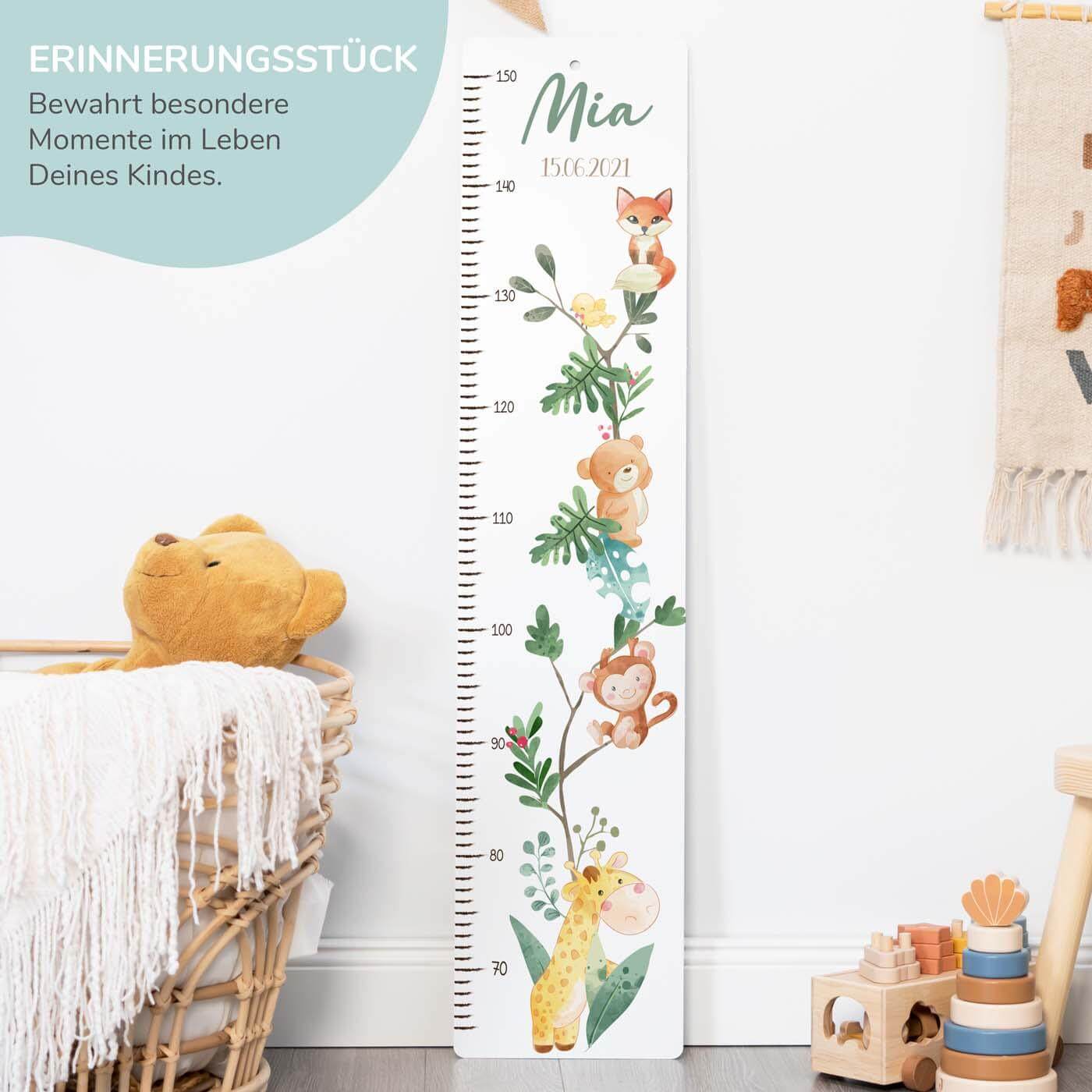 custom height chart with bear and jungle design