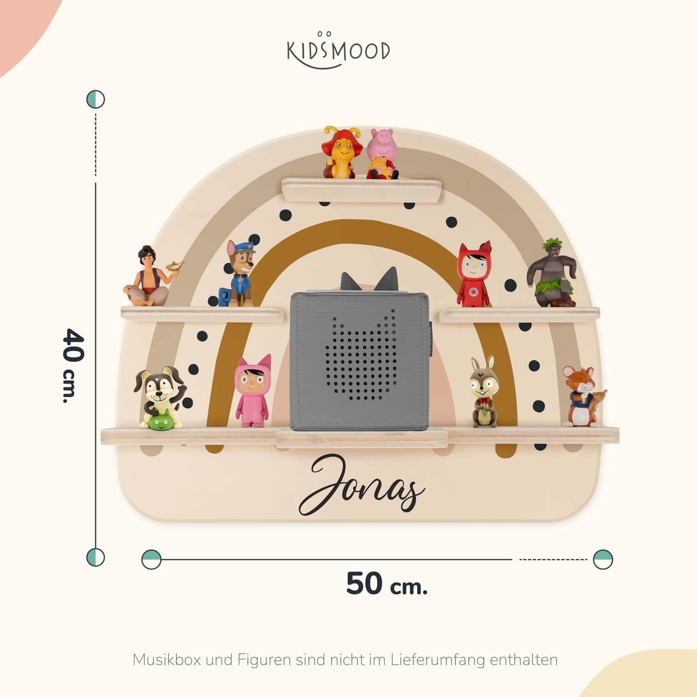 high-quality personalized wooden minimal rainbow Tonie shelf