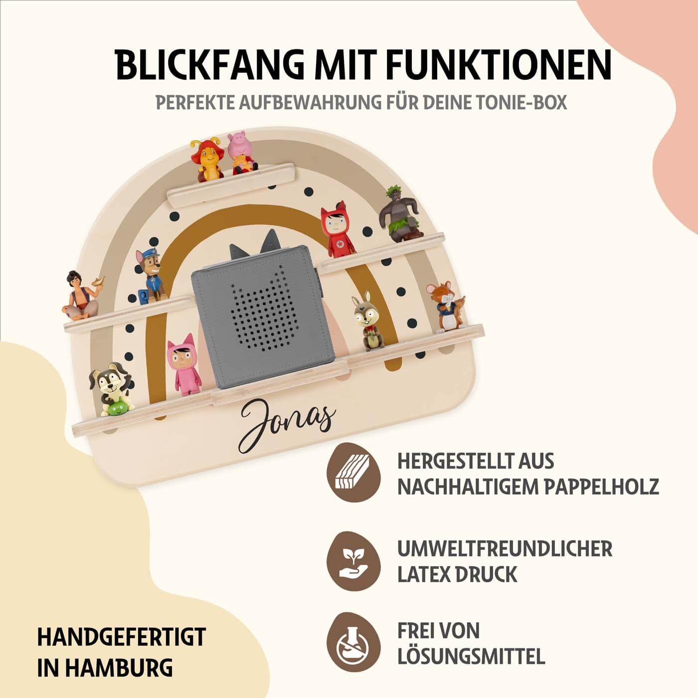 detailed view of minimal rainbow design on Tonie shelf