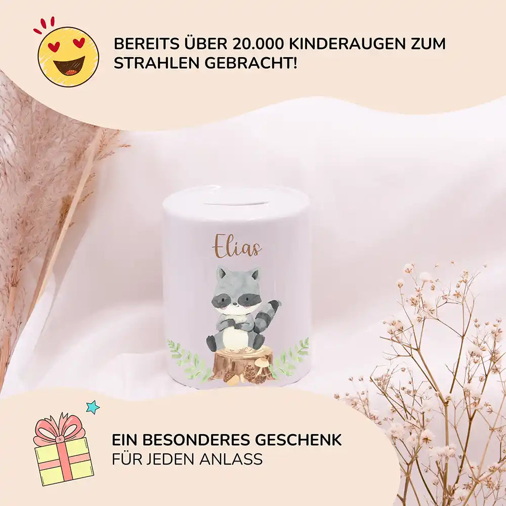Spardose Kinder aus Keramik - WaschbÀr
