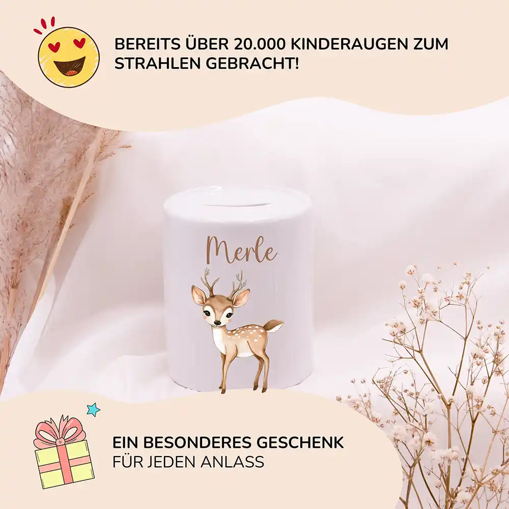 Spardose Kinder aus Keramik - Niedliches Reh