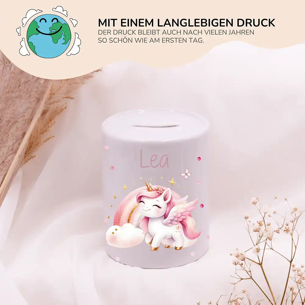 Spardose Kinder aus Keramik - Einhorn