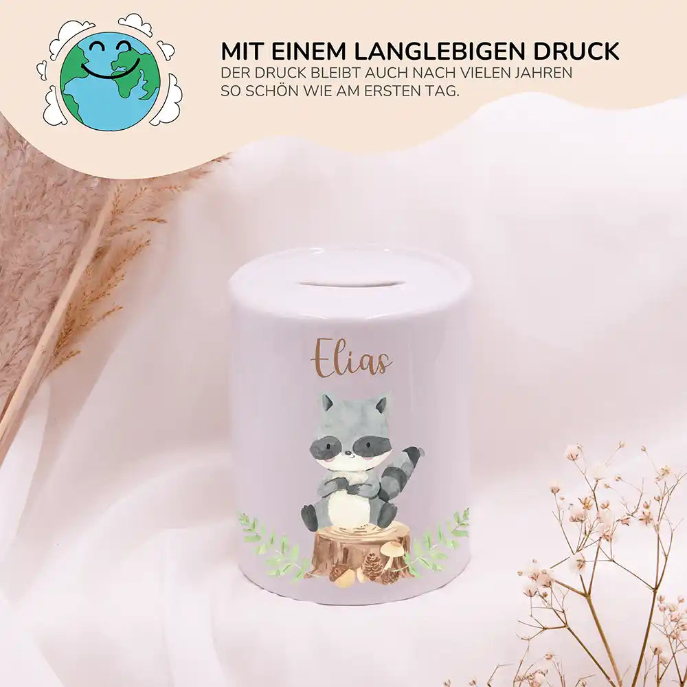 Spardose Kinder aus Keramik - WaschbÀr