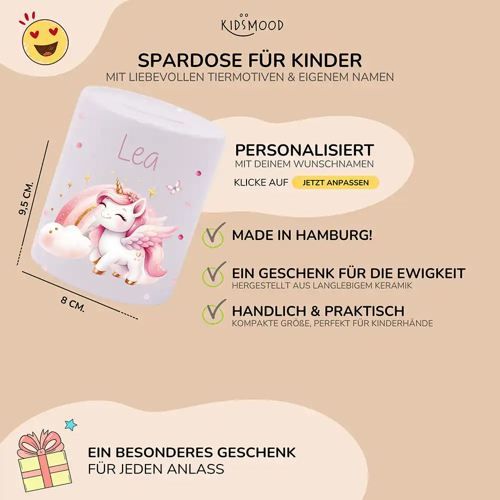 Spardose Kinder aus Keramik - Einhorn
