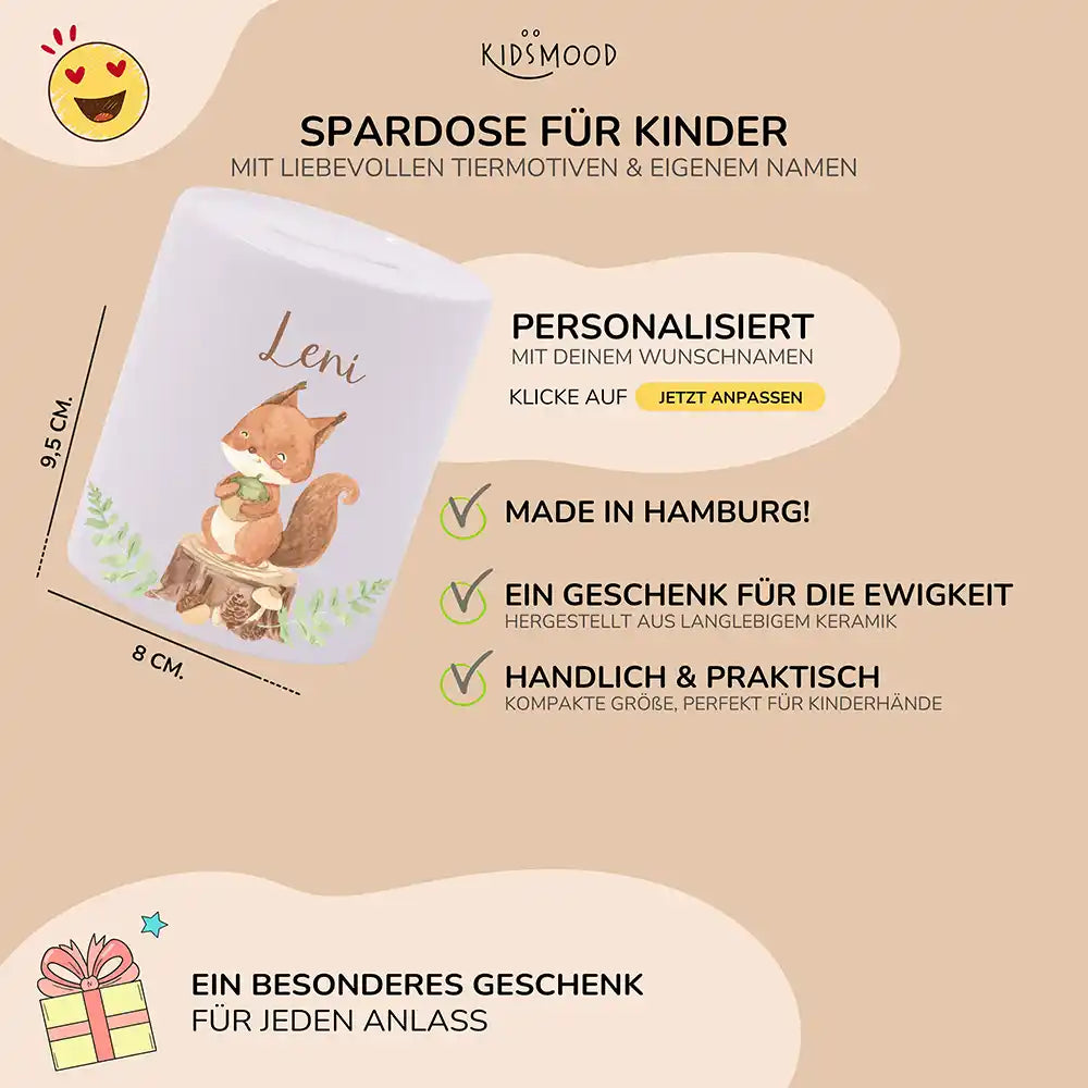 Spardose Kinder aus Keramik - Fuchs