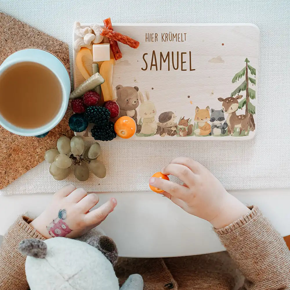 Kleinkind Frühstück-Starterset: Frühstücksbrettchen mit Tasse