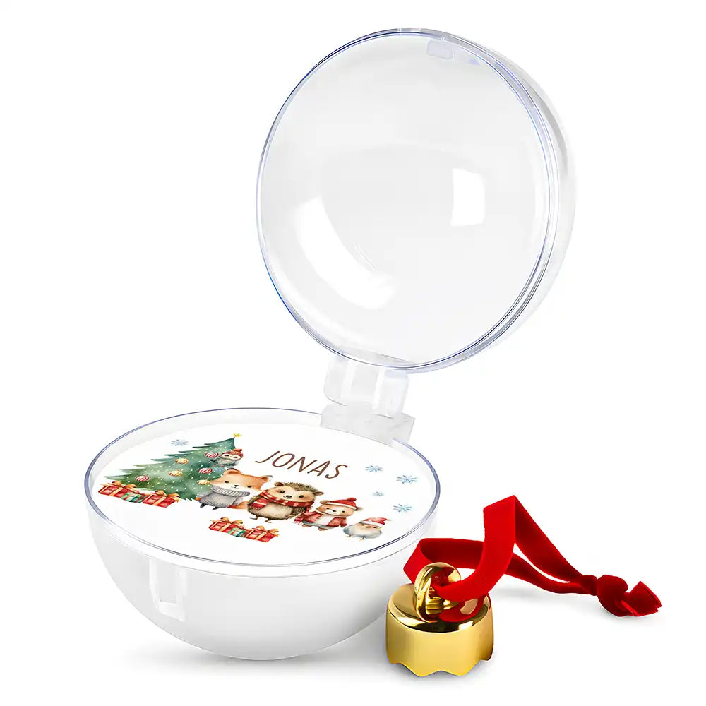 Weihnachtskugel personalisiert mit Namen - Niedliche Waldfreunde