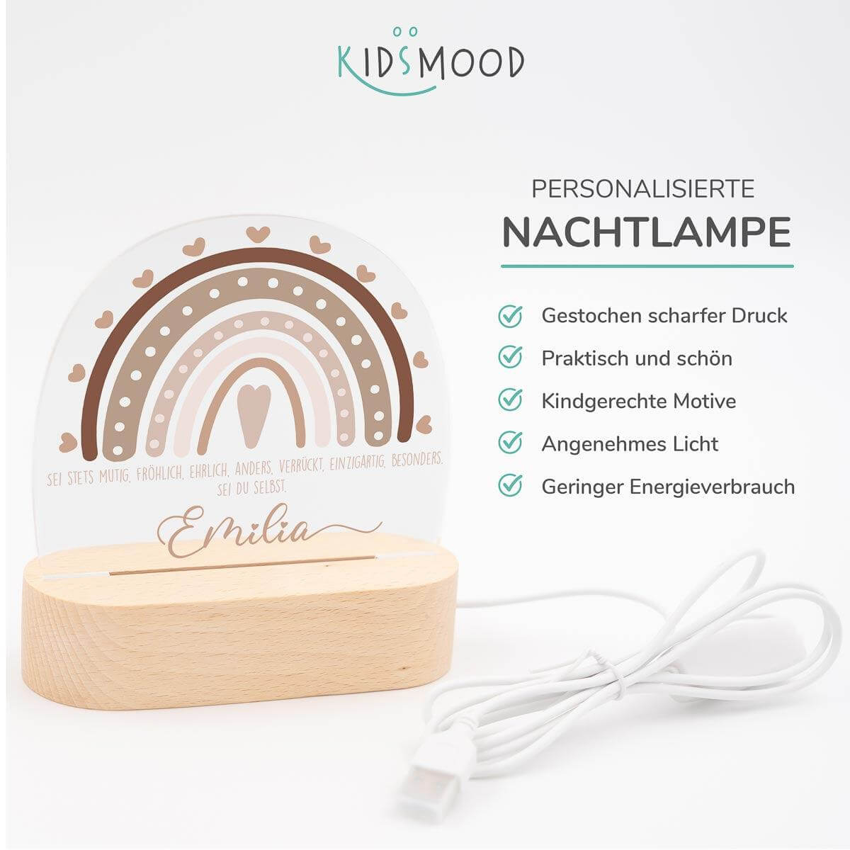 detailed view of rainbow design on night lamp