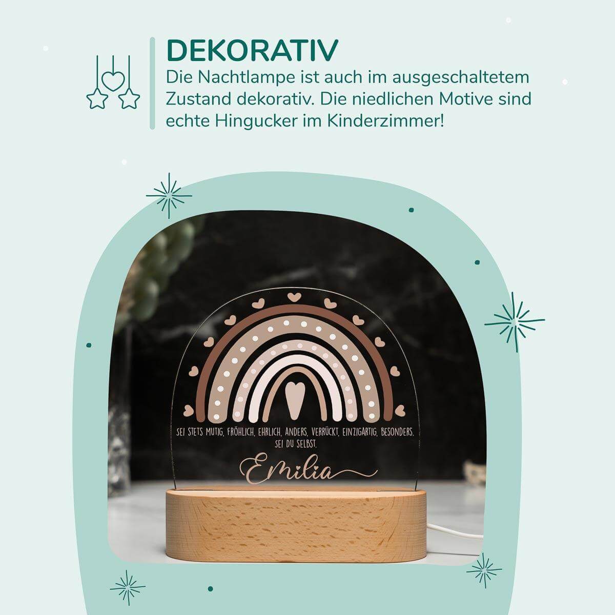 high-quality personalized night lamp with rainbow