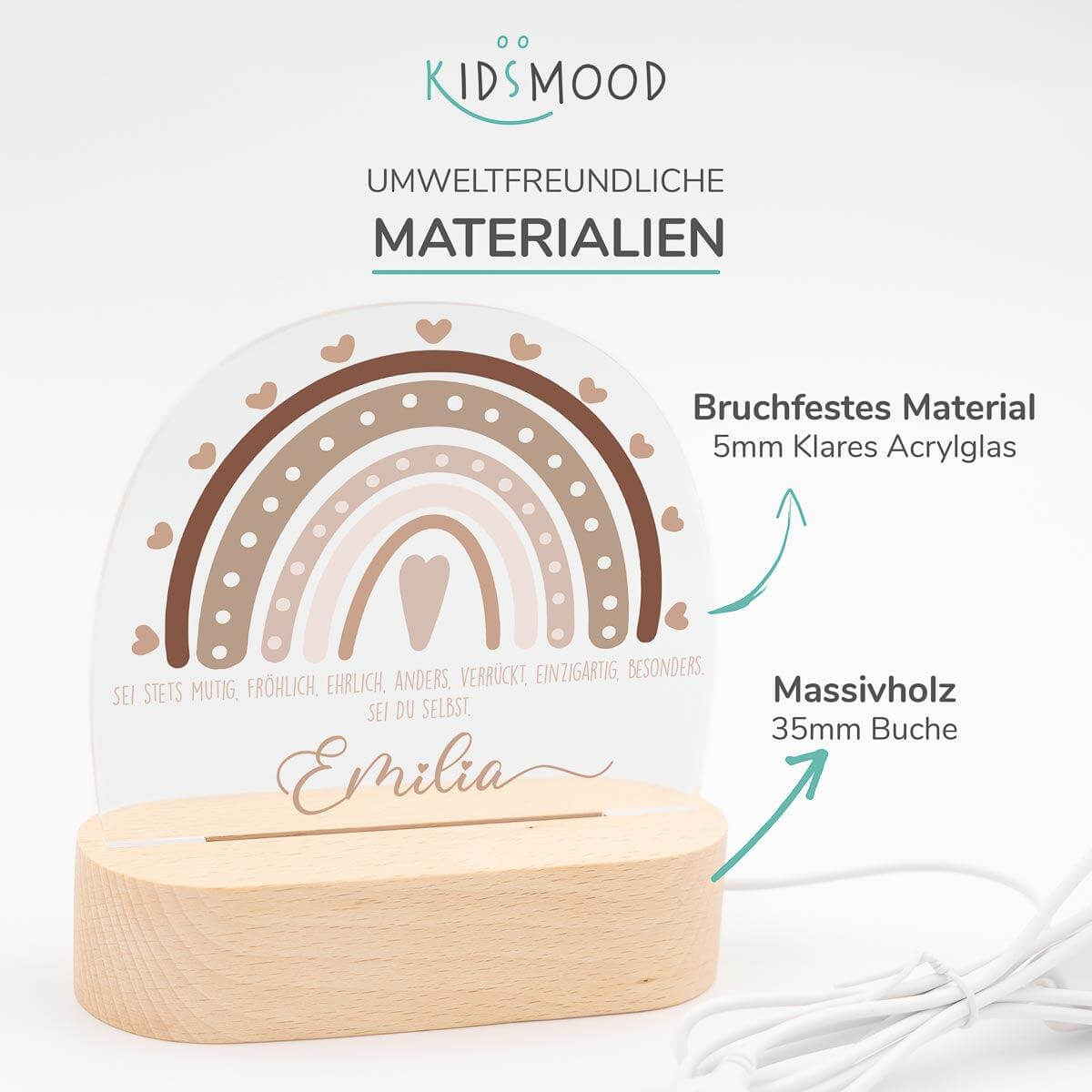 night lamp with regenbogen motif for children