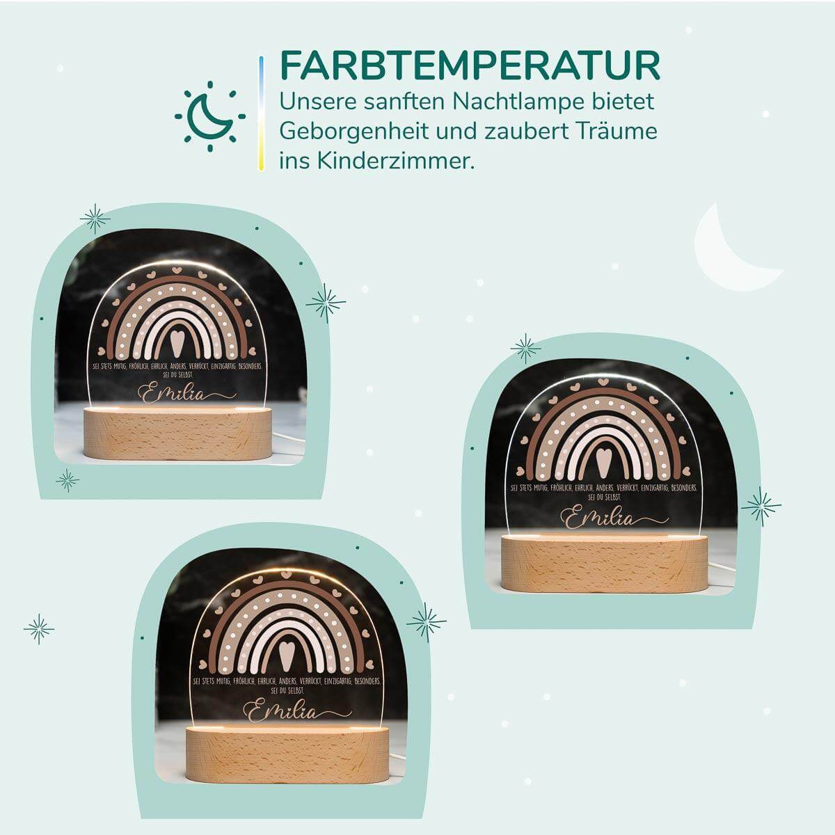 custom night lamp with rainbow design