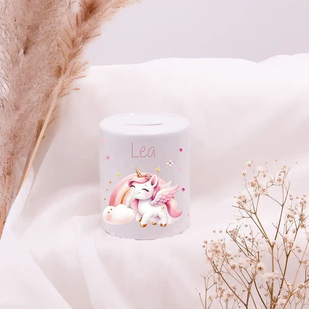 Spardose Kinder aus Keramik - Einhorn