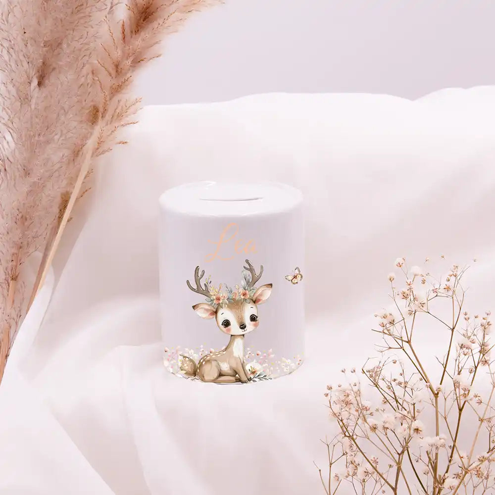 Spardose Kinder aus Keramik - Baby Reh