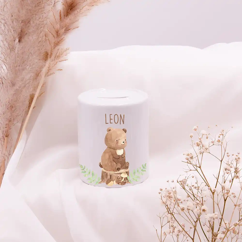 Spardose Kinder aus Keramik - Bär Waldtiere