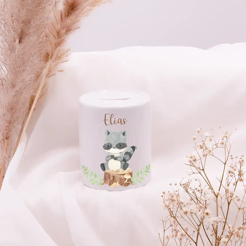 Spardose Kinder aus Keramik - WaschbÀr